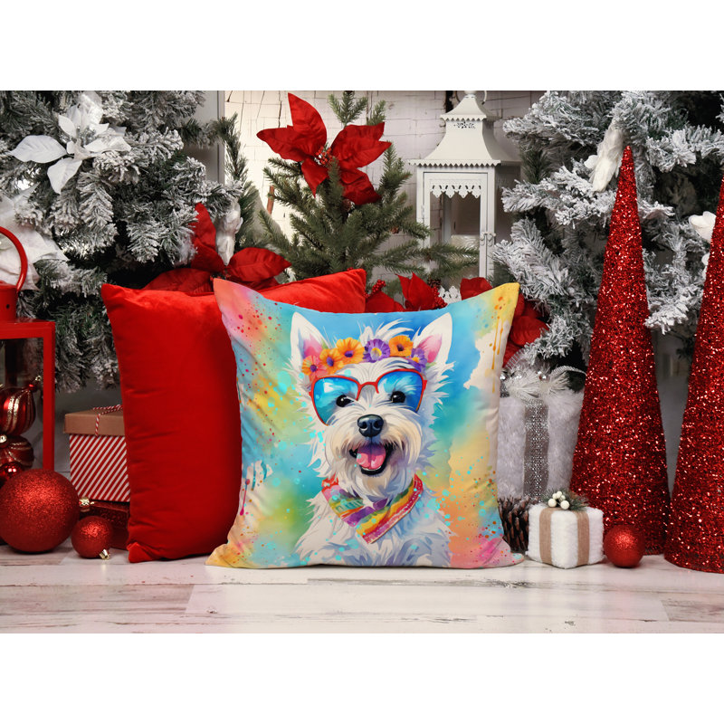 Coussin Westie Hippie Dawg, 18 po x 18 po