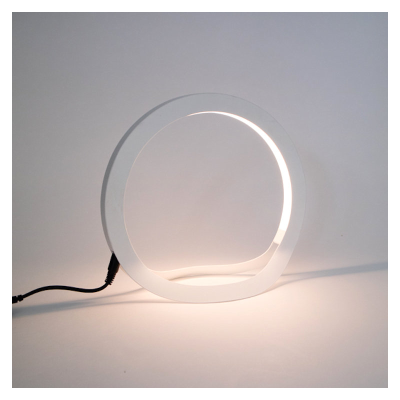 Hoop LED Table Lamp, White, 12.6" H x 13.39" W x 4.92" D