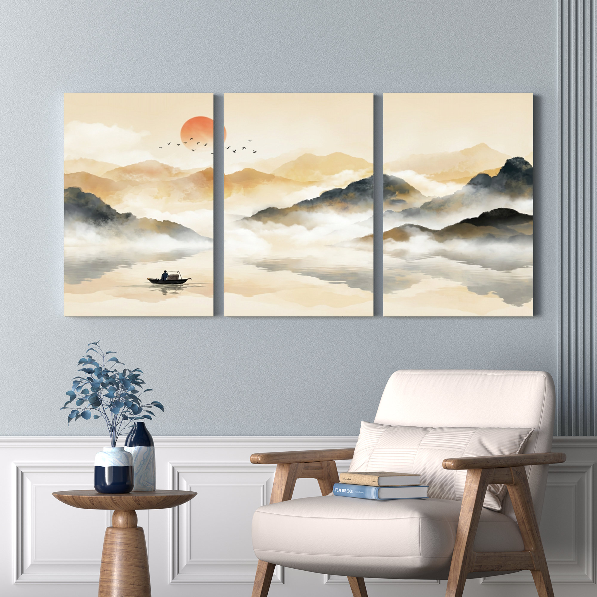 Winston Porter Mountain Lake Sunset Landscape Canvas Wrapped Wall Art ...