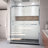 DreamLine Encore 30 inch D x 60 inch W x 78 3/4 inch H Semi-Frameless Bypass Shower Door in Brushed Nickel with Center Drain Biscuit Shower Base Kit-29346416-29346425-132254060