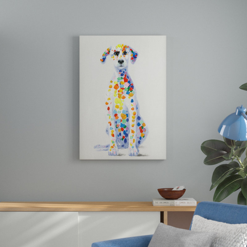 « soleil, doggy », reproduction sur toile grise