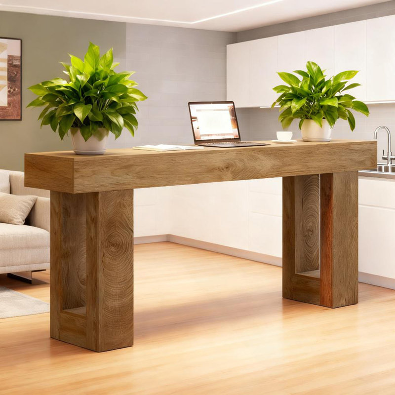 Rectangular Console Table, Sofa Side Table, Natural