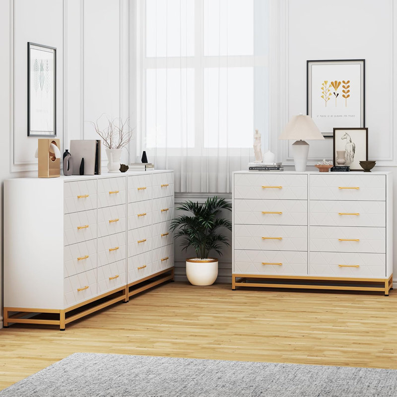 Pink 8-Drawer Dresser with Soft-Close Glides & Anti-Tip Kit, ‎White