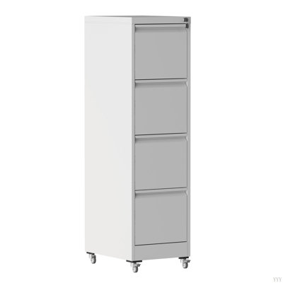 4 Drawer Metal Locking Vertical File Cabinet On Wheels – Heavy-Duty Lockable Cabinet For Home & Office, 17.71"D*15.16"W*52.28"H