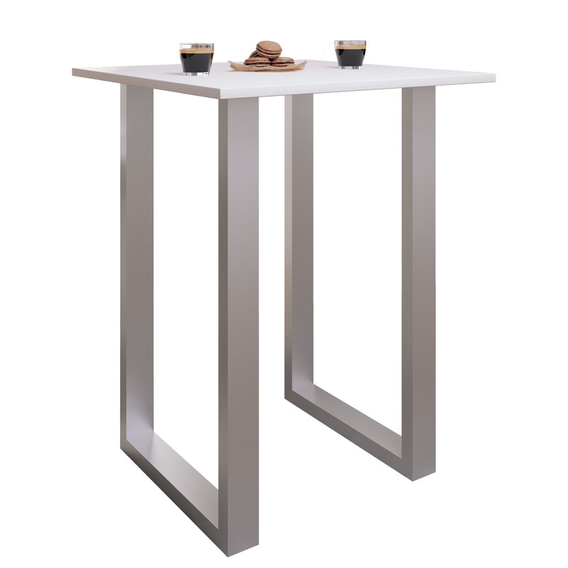 Xona Bar Table, 102cm H x 80cm W x 50cm D, White, Matt brushed nickel