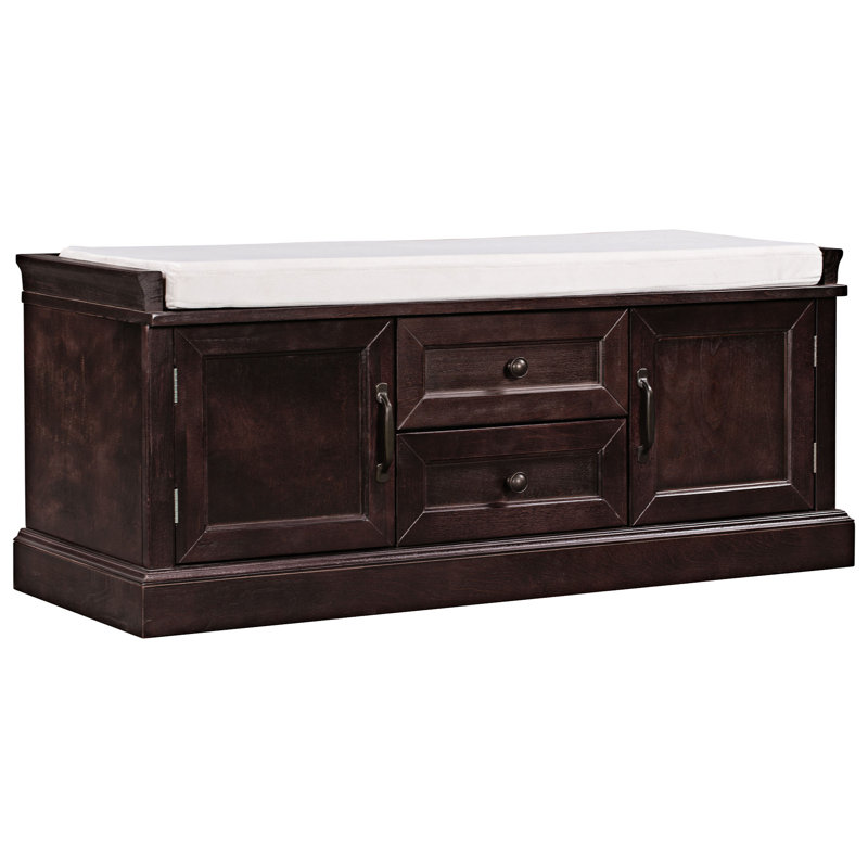 Banc de rangement rembourré avec tiroirs Braga, Espresso