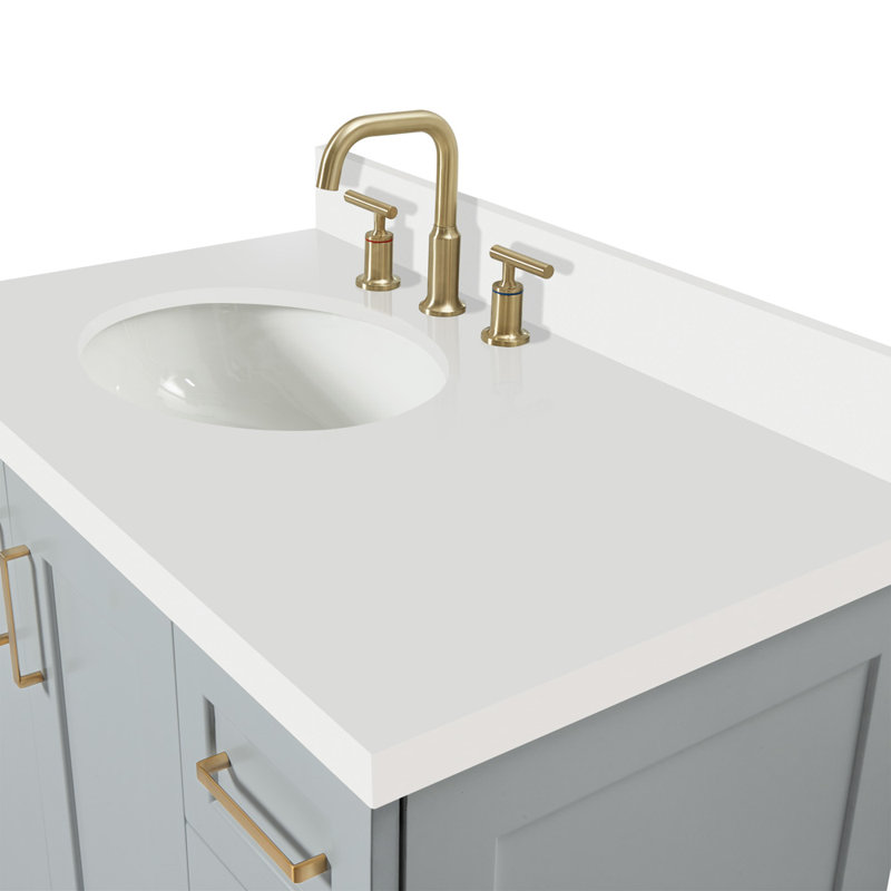 37 IN.  Single Bathroom Vanity, Gray, Left, Oval