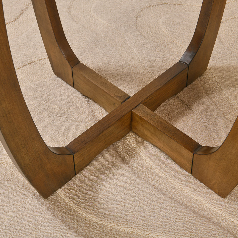 Table d'appoint ronde en bois fabriquée à la main avec motif en étoile unique et base robuste
