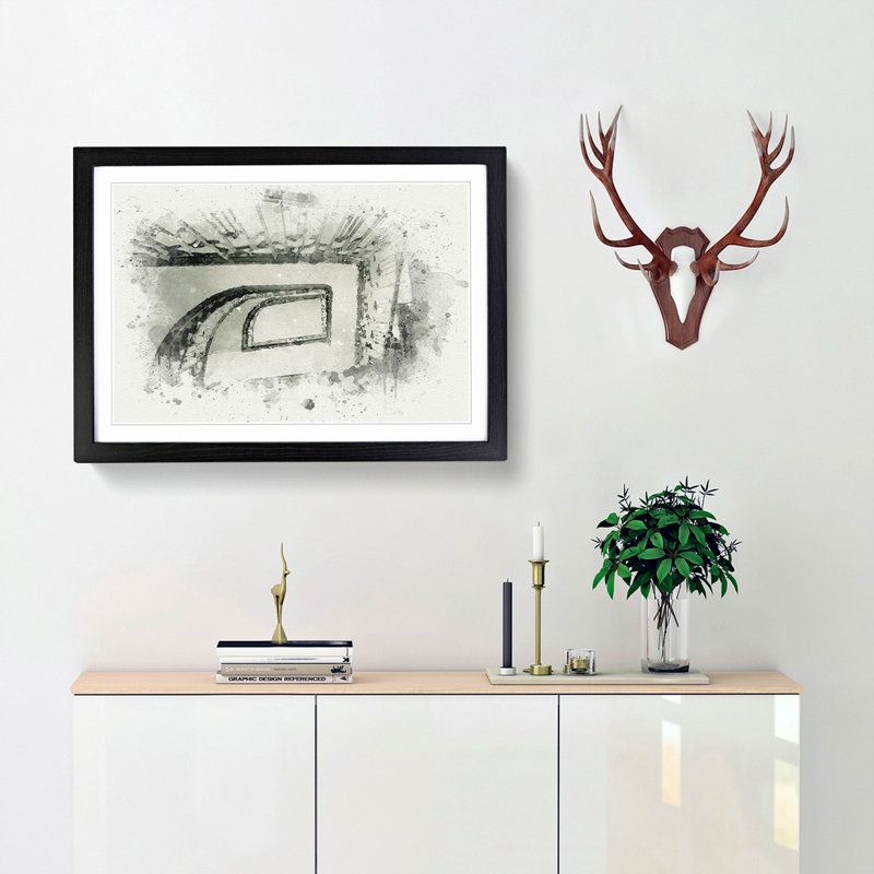 Rectangular Staircase in Abstract - Picture Frame Graphic Art Print, Black Framed, 62cm H x 87cm W x 2cm D