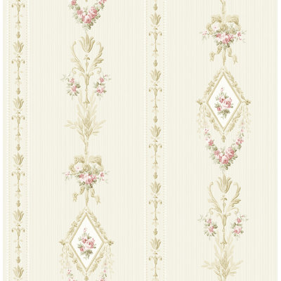 Seabrook Designs & Cucumber Chantilly Floral Stripe Unpasted Wallpaper