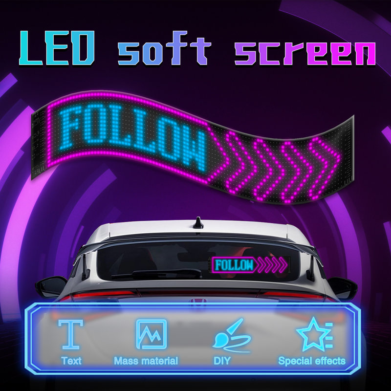 Car Devil's Eye for Trucks - 23.42"x4.72" USB-Powered Animated LED Matrix Panel with Bluetooth App Control, Custom Text & Pattern Display for Vehicles, Stores, Events, and More
