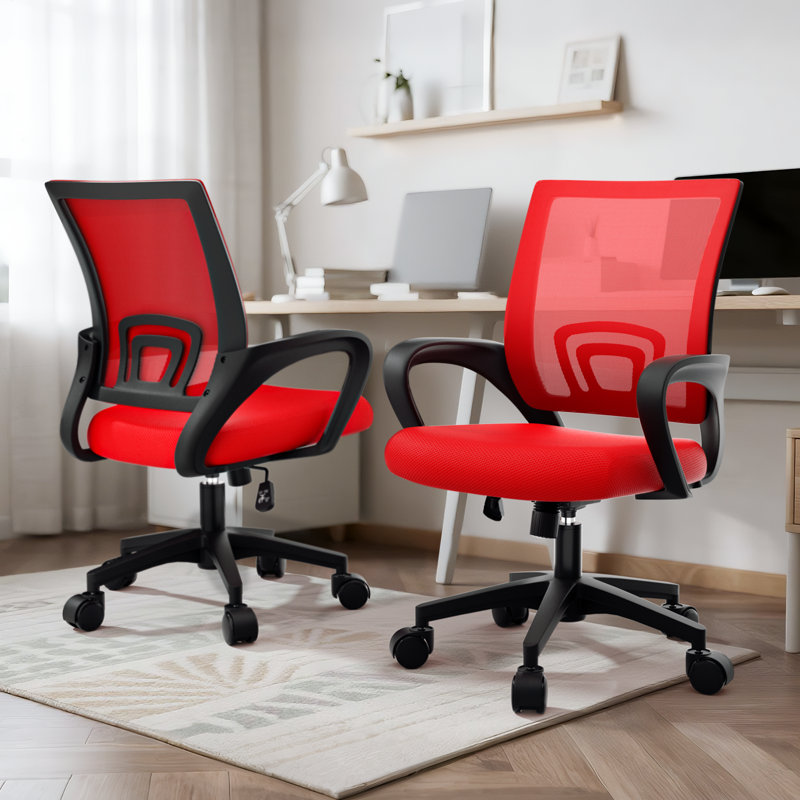 Chaises de bureau en maille Chaises de bureau d'ordinateur réglables et pivotantes avec support lombaire, Rouge