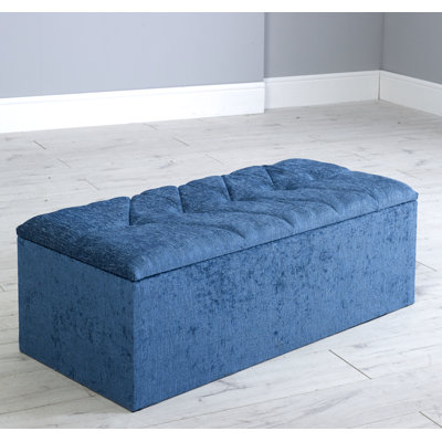 Raelyn 102cm Wide Velvet Tufted Rectangle Solid Colour Ottoman with Storage