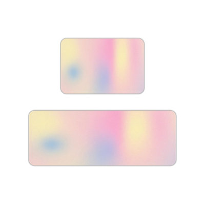Tapis de cuisine rose et jaune dégradé, ensemble de 2 tapis pastel pour la cuisine et la chambre à coucher