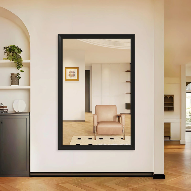 Miroir rectangulaire avec cadre, miroir mural pour salle de bain, salon, chambre à coucher, Marron foncé