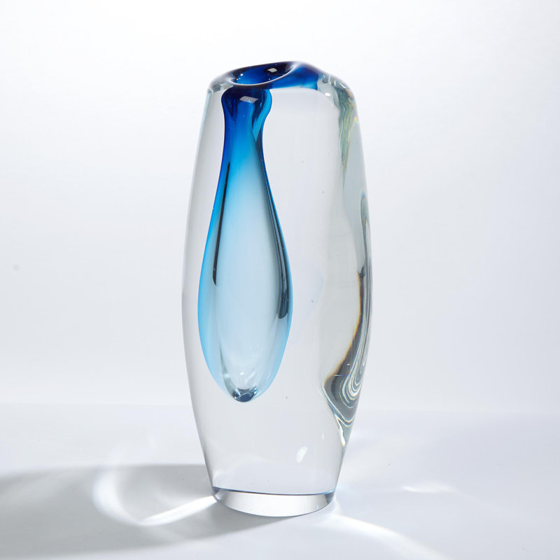 Offset Vase, Light Blue, 13" H x 4" W x 6.25" D