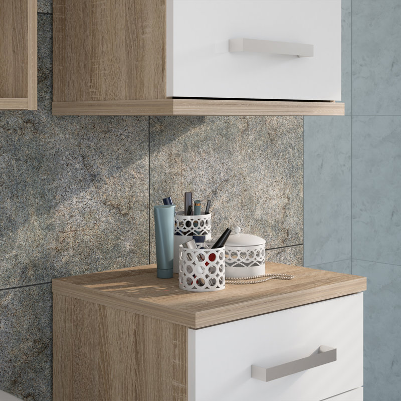 Veris Under Sink Cabinet, Sonoma Oak/White High Gloss