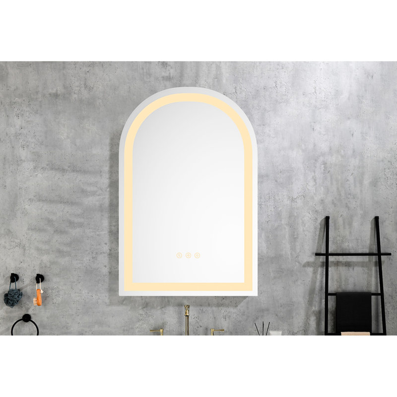 Miroir de salle de bain 30x20 en aluminium blanc avec DEL - brouillard, luminosité variable, durabilité, 30 po x 20 po