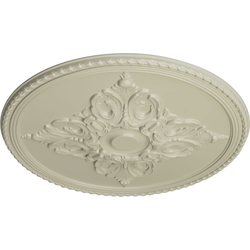 Médaillon de plafond à feuilles d'acanthe Endurathane Attica, diamètre extérieur de 53 1/2 po x P 3 1/2 po (convient aux auvents jusqu'à 4 5/8 po), finition de store de nuit peinte à la main