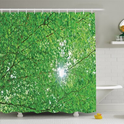 Forest Home Forest Home Sun through Tree Branch and Leaf Top Relax Peaceful Environment Rural Design Shower Curtain Set -  Ambesonne, sc_20657_extralong