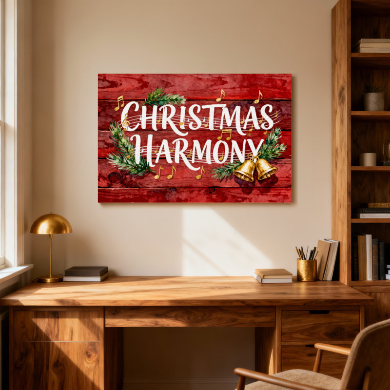 Harmonie de Noël avec des cloches et des notes de musique, H 28 po x l 40 po