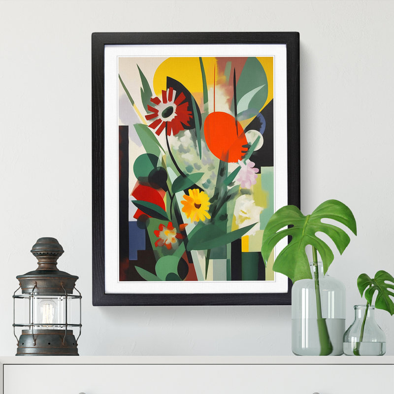 Bauhaus Flowers Vol.4 - Single Picture Frame Print, 46cm H x 34cm W, Black Framed