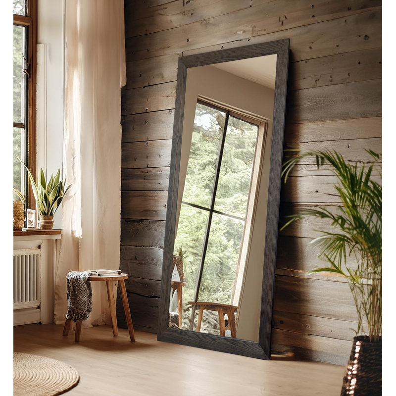 Miroir de plancher en bois franc Union Rustic Ozark, Ébène, 78 po x 33 po