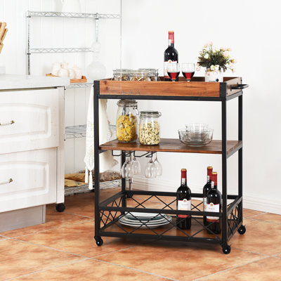 Diara Solid Wood Kitchen Cart