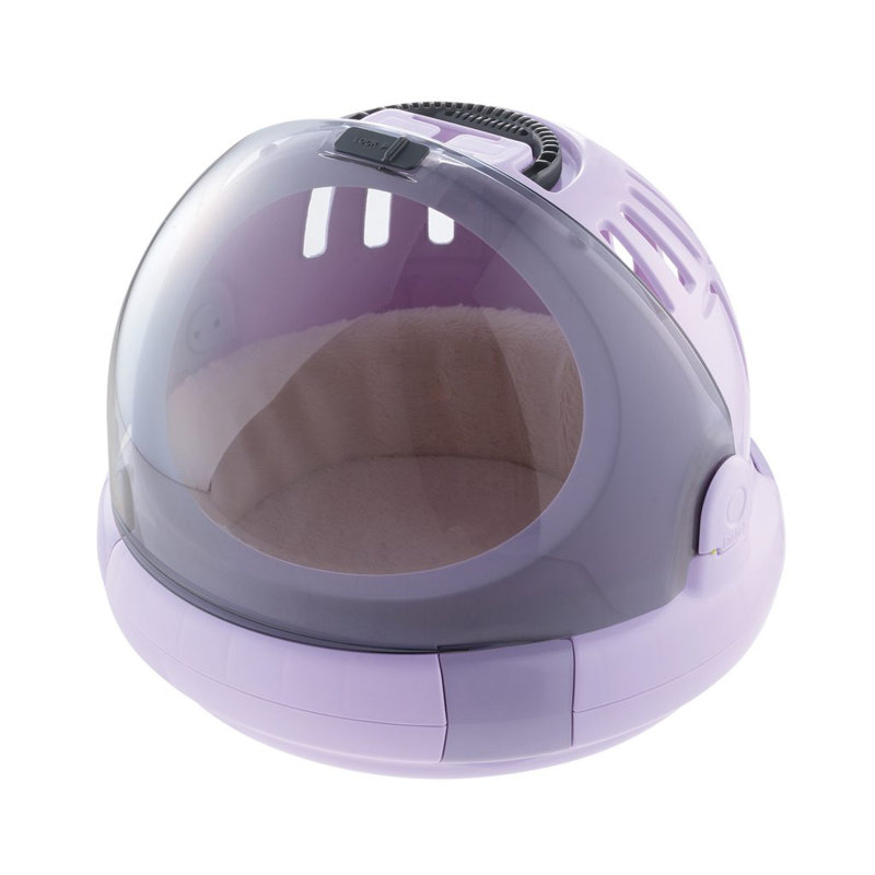 Lavender Plastic Space Capsule Pet Carrier and Bed