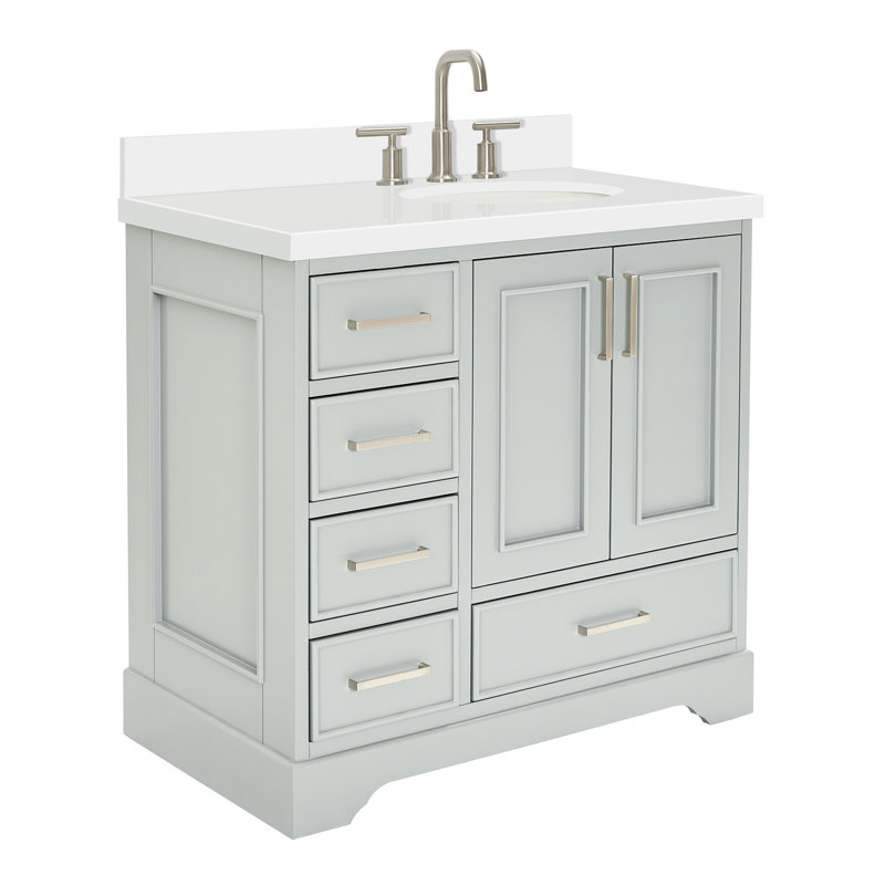 Meuble-lavabo simple avec plateau Abshire 37, Gris