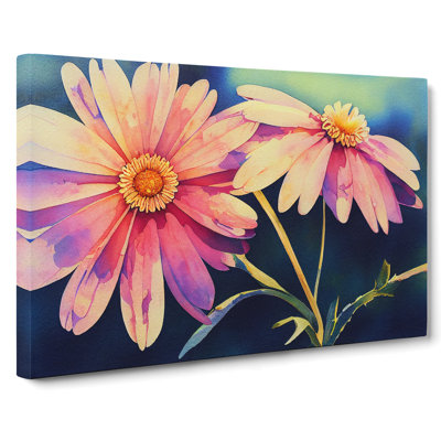 Charming Watercolour Daisy Flowers - Wrapped Canvas