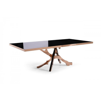 Glass Top Metal Base Dining Table