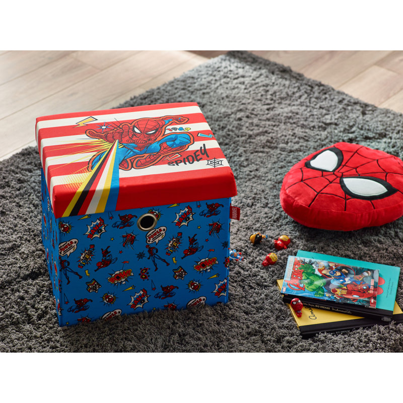 Spider-Man Foldable Ottoman Storage Box, Square Toy Chest Box with Lid for Kids, Foot Stool, Can Hold up to 30kg
