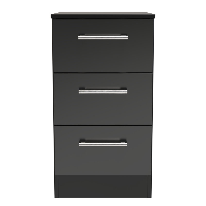 Beraud 37cm W Manufactured Wood Bedside Table, Black Matt