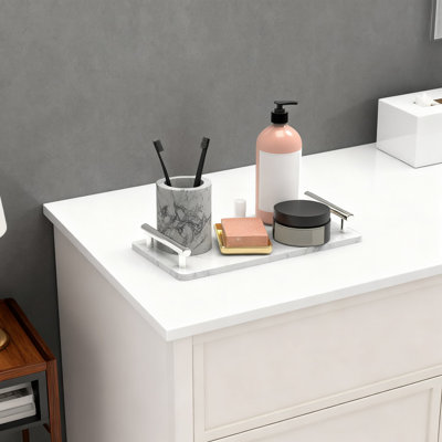 Porte-serviettes d'invité en marbre avec poignées, organisateur de serviettes de cuisine et de salle de bain antidérapant. Plateau décoratif pour la décoration intérieure