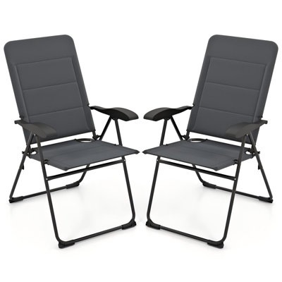 Adjustable Ergonomic Backrest Foldable Reclining Patio Chair for Bistro and Backyard by Arlmont & Co.