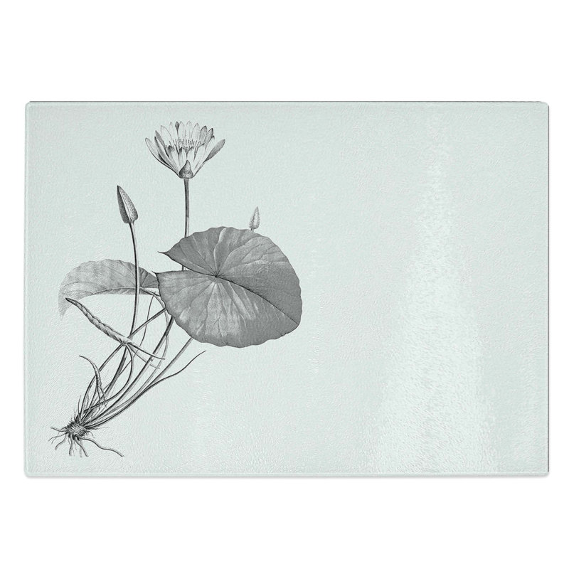 Glass Egyptian Lotus Flower Chopping Board, 39 cm W x 28.5 cm L