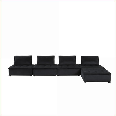 Sofas, 120'' 5 Pc Modular Sofa &amp; Loveseat Set for Living Room | Black | Velvet