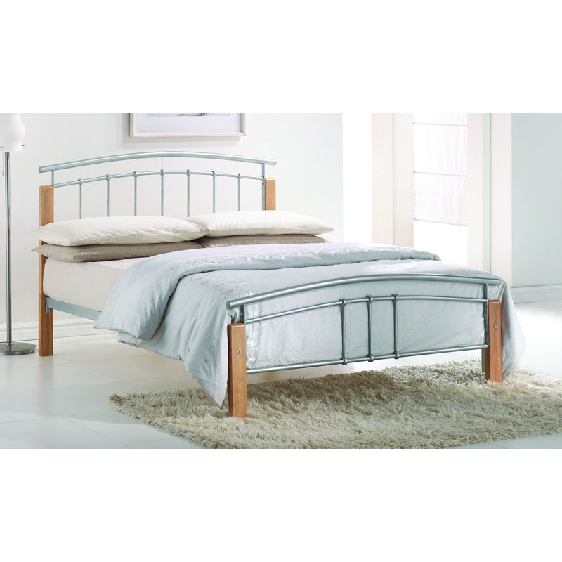 Solid Wood Bed, Kingsize (5'), Silver