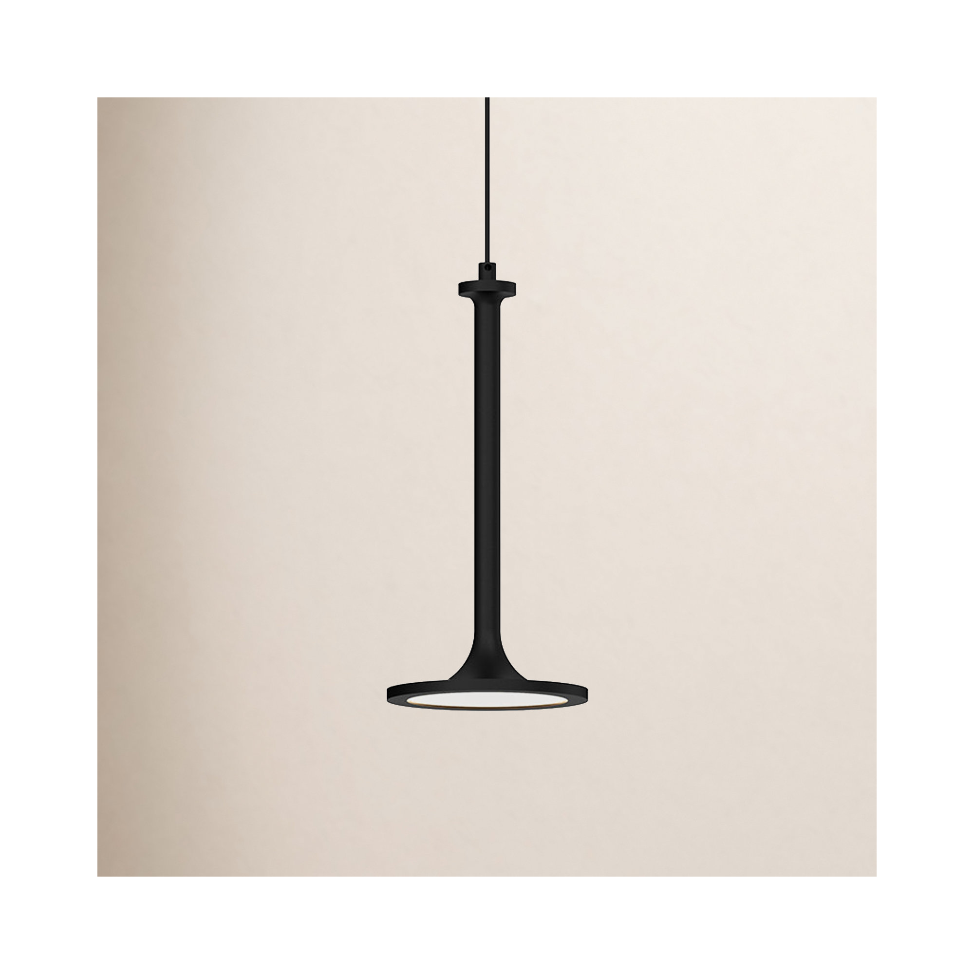 Daveney Single Light Dimmable LED Pendant, Matte Black, 12.38" H x 5.63" W x 5.63" D