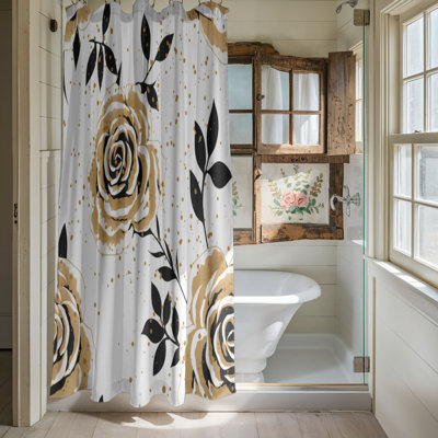 Gold Bloom - Premium Shower Curtain