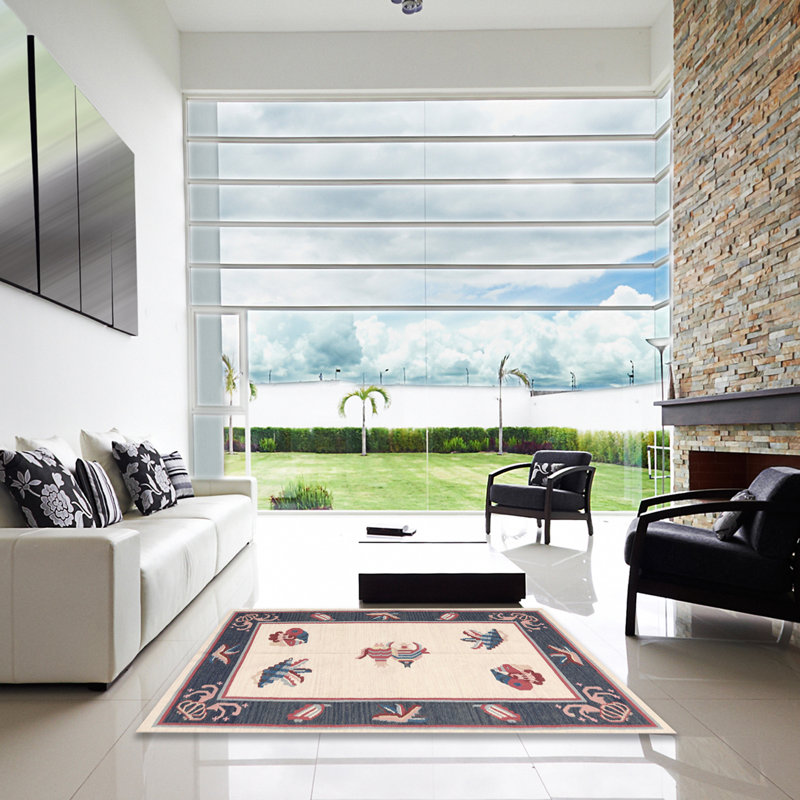 Tapis contemporain rouge / noir, Carré 6 pi x 6 pi