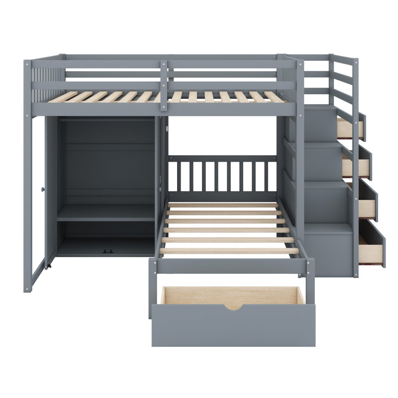 Harriet Bee Bunk Bed With Wardrobe, Drawers - Wayfair Canada