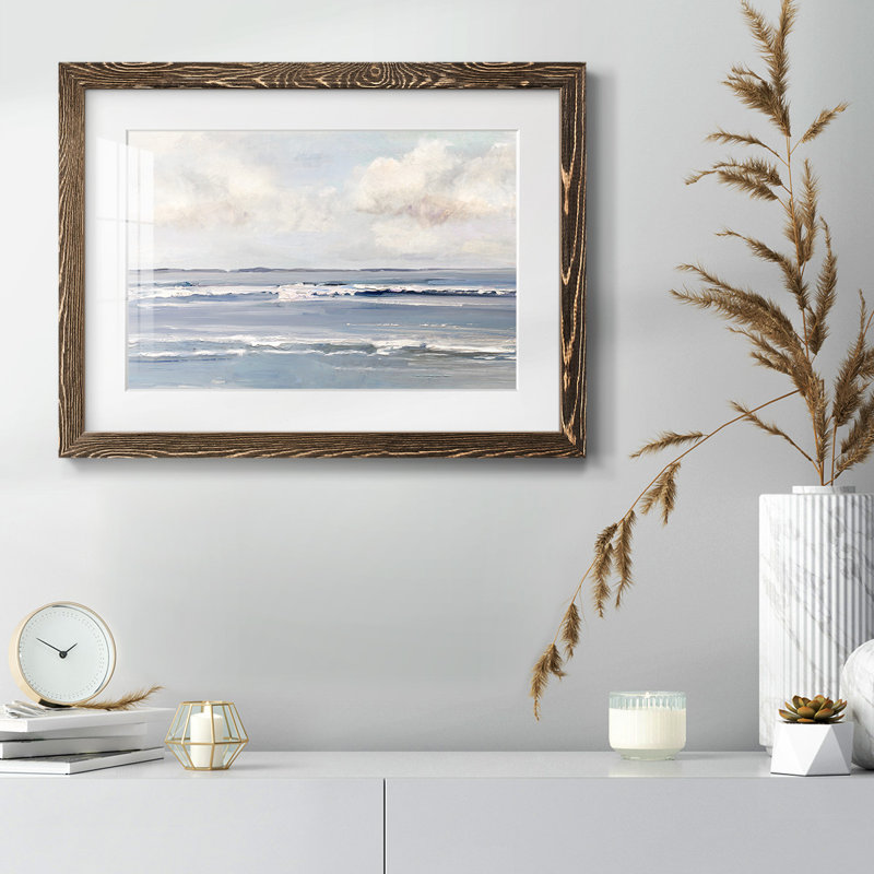 Paysage marin serein, Noyer, H 14 po x l 20 po x P 1,5 po