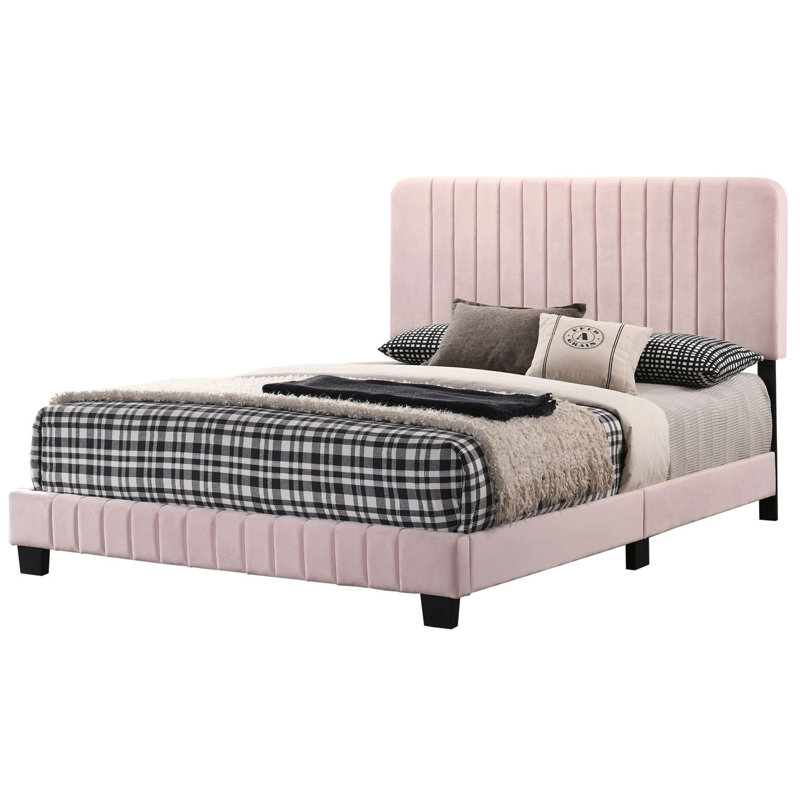 Lit sommier double Lodi, rose, Lit double, Rose