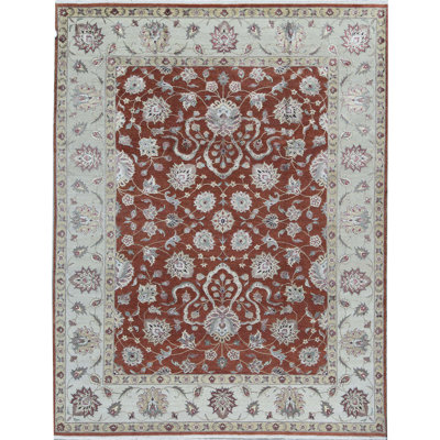Tapis rouille et ivoire de haute qualité noué à la main