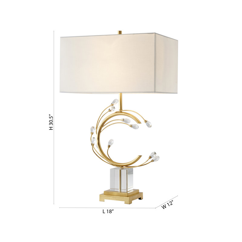 Kuster 1-Light Antique Gold Table Lamp With Crystal Accents And A Shade