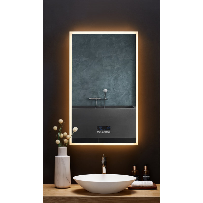 Rectangular Frameless LED Bathroom Vanity Mirror with Bluetooth