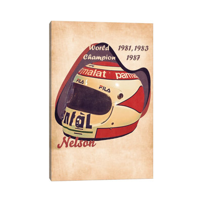 Nelson Piquet's Helmet Retro - Wrapped Canvas Painting