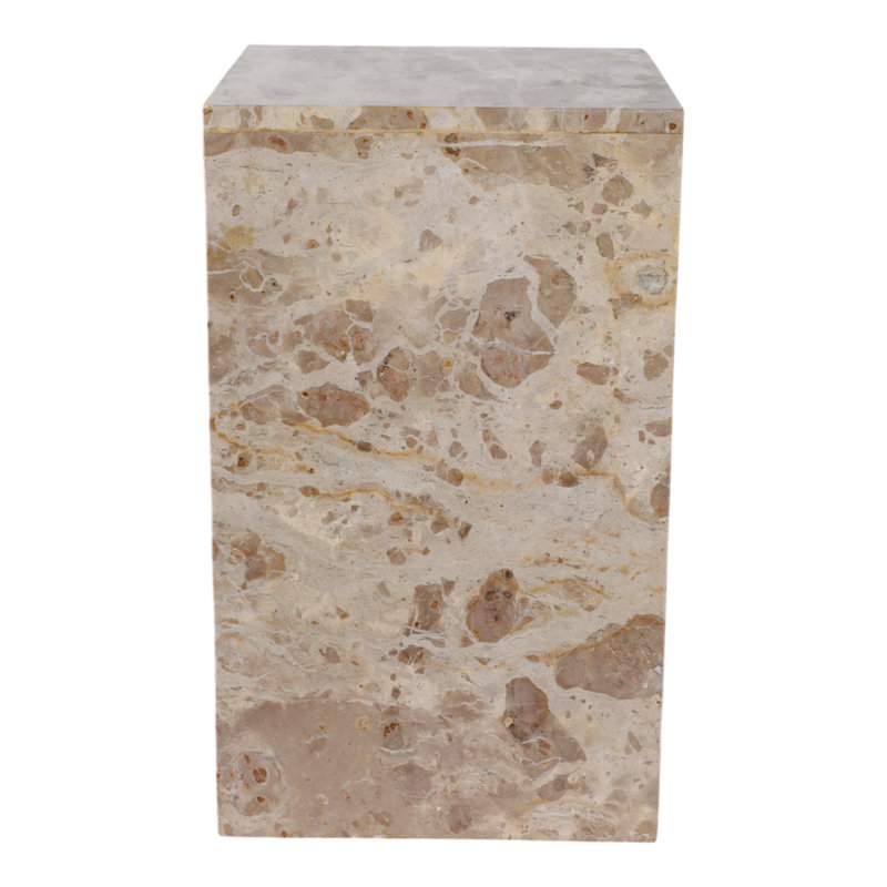 Sagebrook Home 20X12" Marble Pedestal Accent Table, White/Black, Ivory/Beige